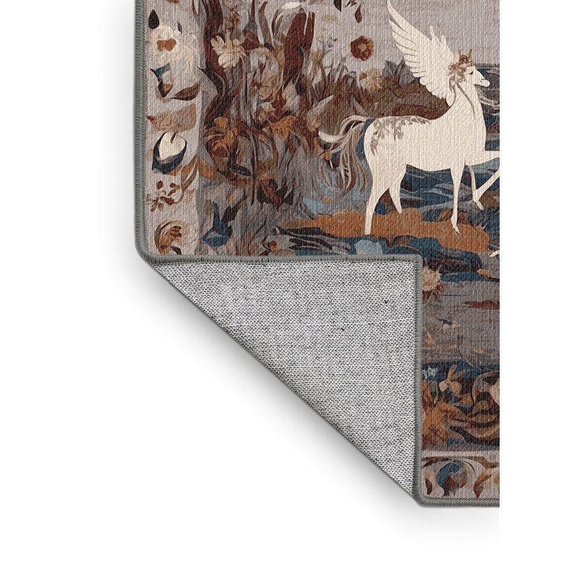 Machine Washable Gray Area Rug, Rectangle 7' x 10'