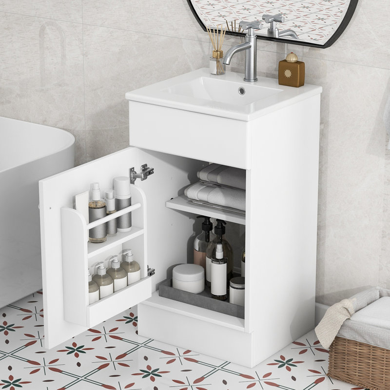 Meuble-lavabo de salle de bain avec lavabo, Blanc