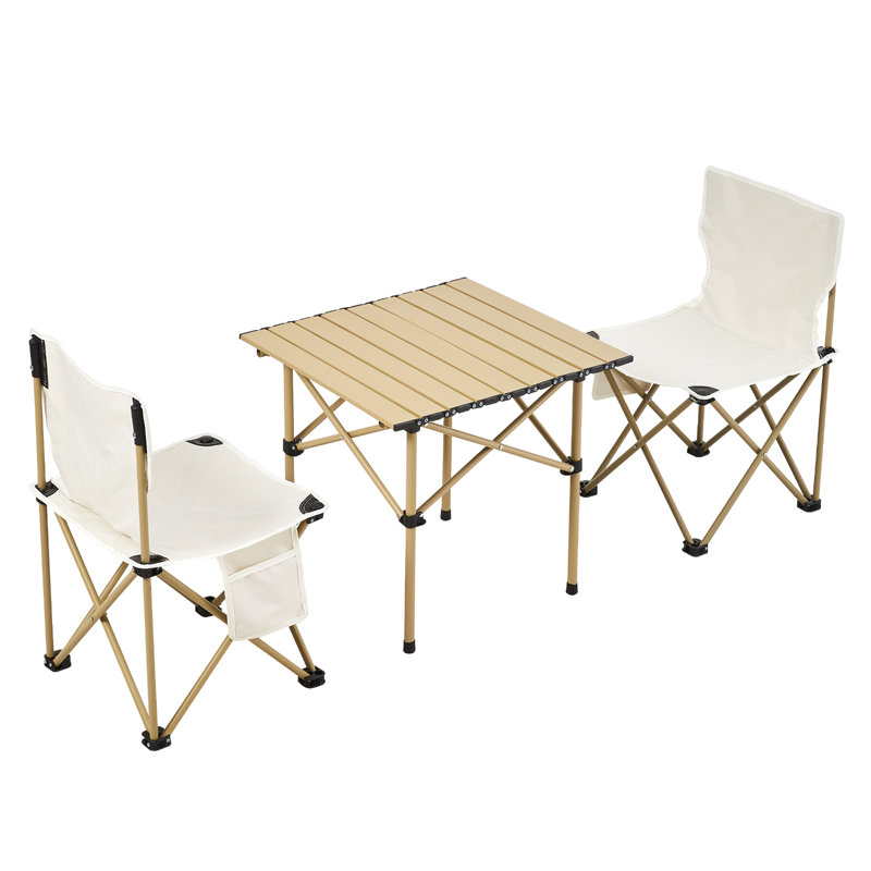 Patio Dining Set with Rectangular Table, Beige, 50cm H x 50cm W x 50 cm D, 2