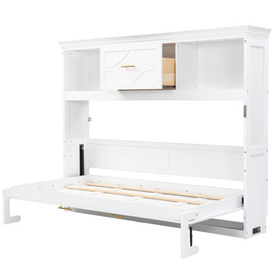Lit escamotable simple avec station de charge et tiroir