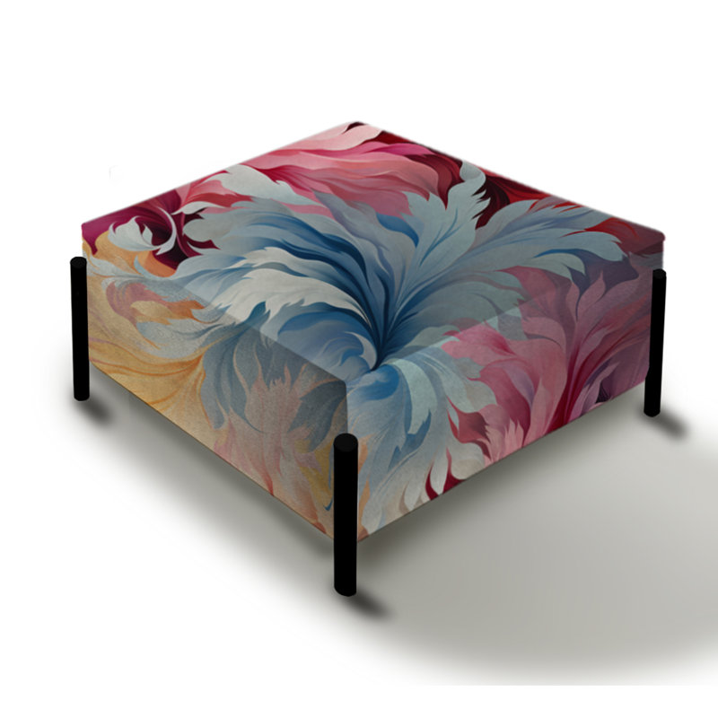 Painterly Multicolor Damask Stroke - Abstrait grand repose-pieds carré