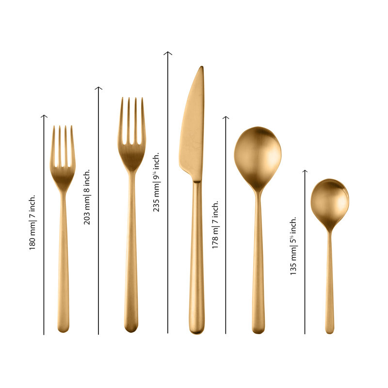 MEPRA Linea Stainless Steel Flatware Set - Service for 4, Ice Gold