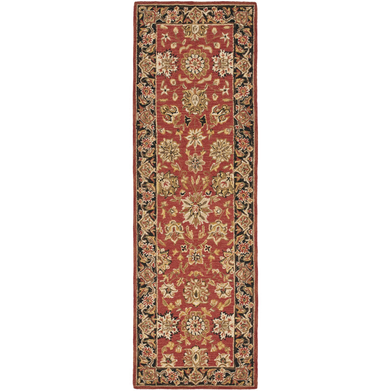 Gruber Hand Hooked Wool Pile Oriental Rug, Runner 2'6" x 8'