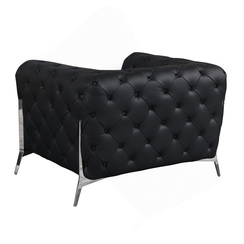 Fauteuil en cuir 100% italien Global, Cuir noir