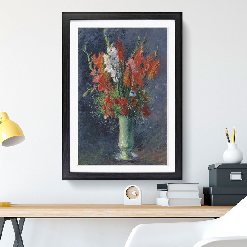 Vase of Flowers by Gustave Caillebotte - Picture Frame Painting, Black Framed, 36cm H x 27cm W x 2cm D