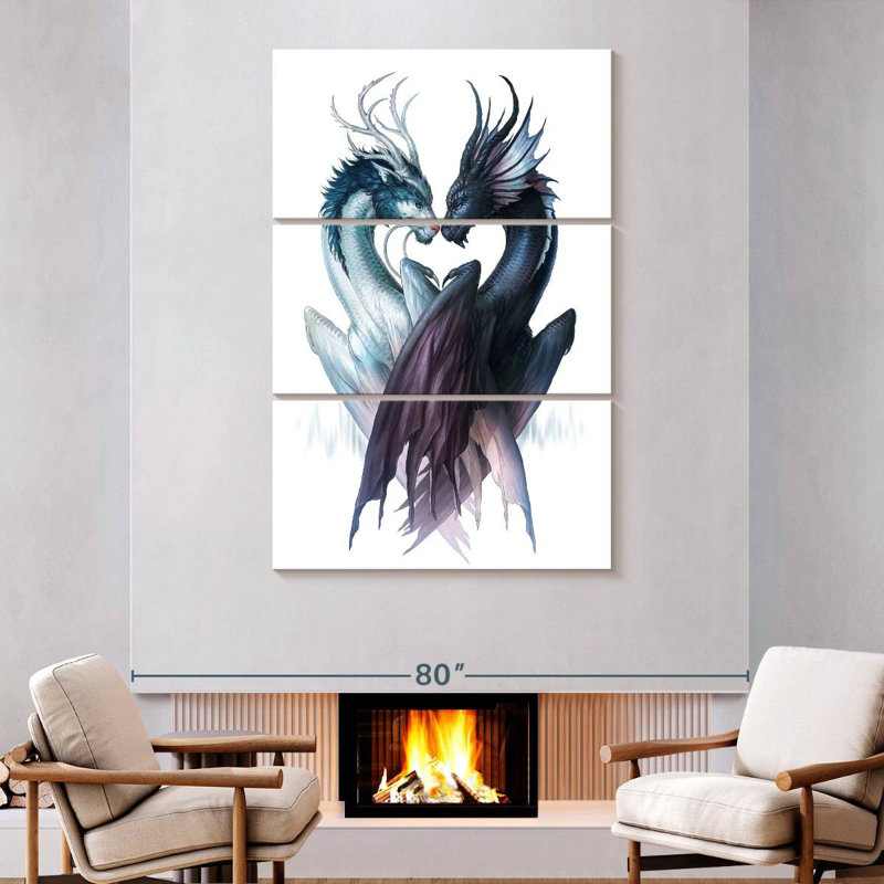 Kelan Yin And Yang Dragons, 32" H x 20" W