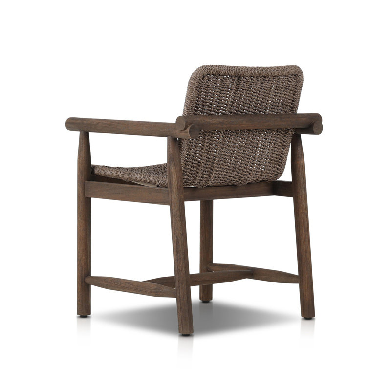 Dume Outdoor Dining Armchair, Dark Gray/Dark Brown
