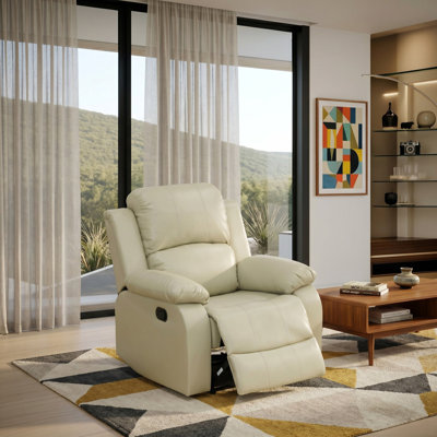 Fauteuil de repos manuel Solvik en cuir végétalien beige (1 pièce)
