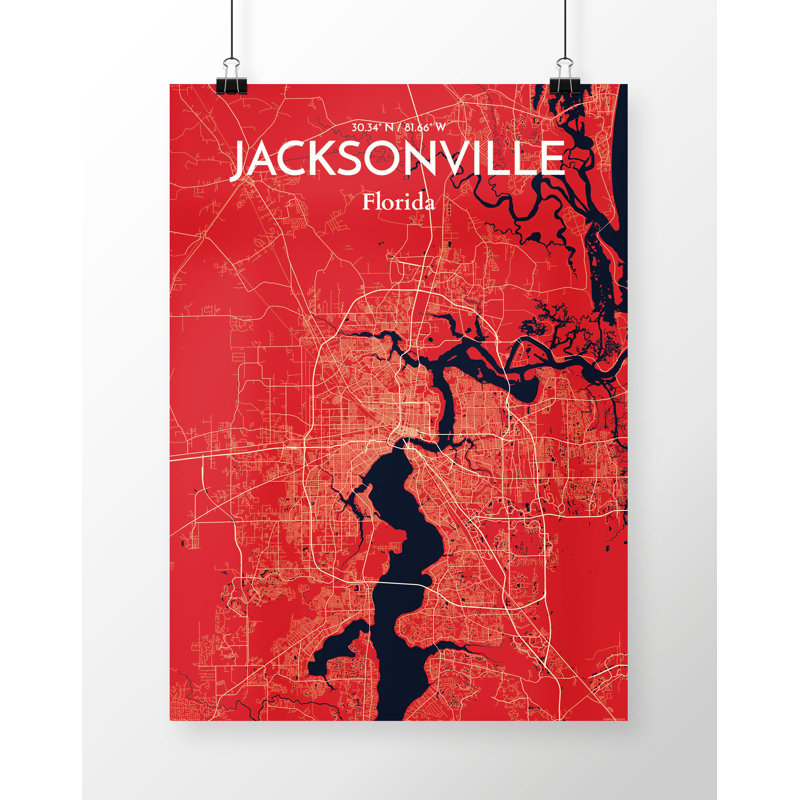 Jacksonville City Map - No Frame Print, 43.2cm H x 27.9cm W x 0.13cm D