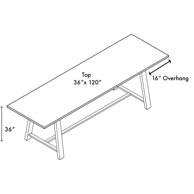 Midtown Solid Wood Breakroom Table, Teak, 36" H x 120" L x 36" W