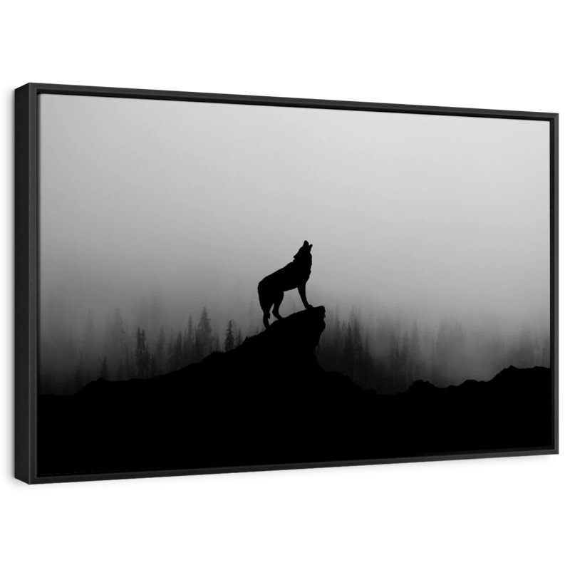 Animal "Art mural silhouette de loup", H 25 po x l 37 po
