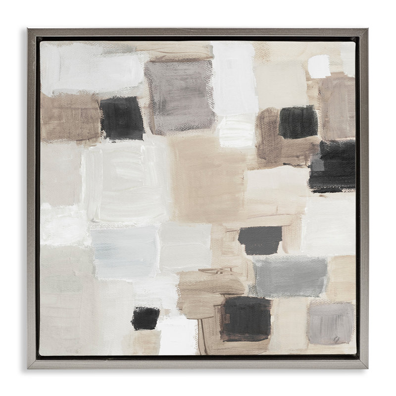 Neutral Square Patchwork  Canvas Wall Art by Lanie Loreth, Luster Gray Floater Frame, 18" H x 18" W