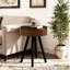 Table de chevet ronde de 15,7 pouces, pieds en bois massif, espaces étroits, salon principal, finition brune et noire, construction, routine d'installation simple, combinaison de couleurs, table,
