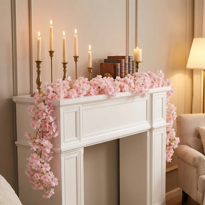 Paquet de 10 guirlandes de fleurs de cerisier en soie rose clair Sakura
