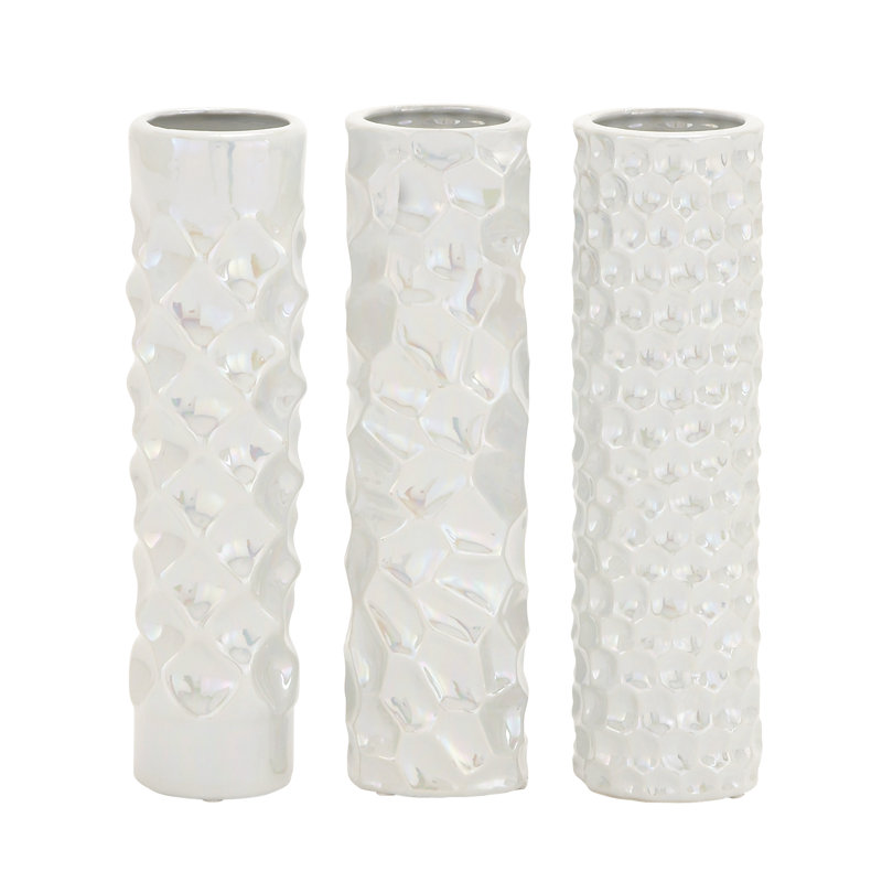 Ceramic Table Vase, Iridescent White