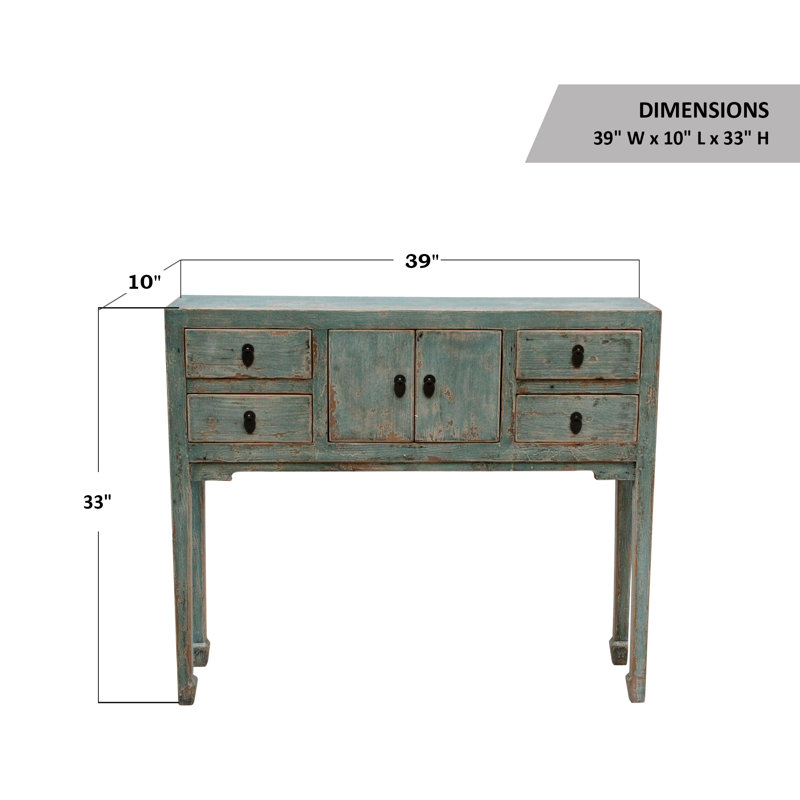 39'' W Console Table, Soft Aqua