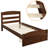Solid Wood Twin Bed With Storage And Walnut Slat Support Base