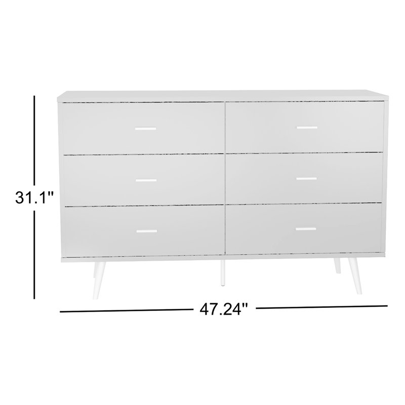 Commode 6 tiroirs Rieble, Blanc