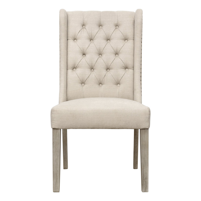 Chaise de salle à manger en avoine et lin 2 tons Diana