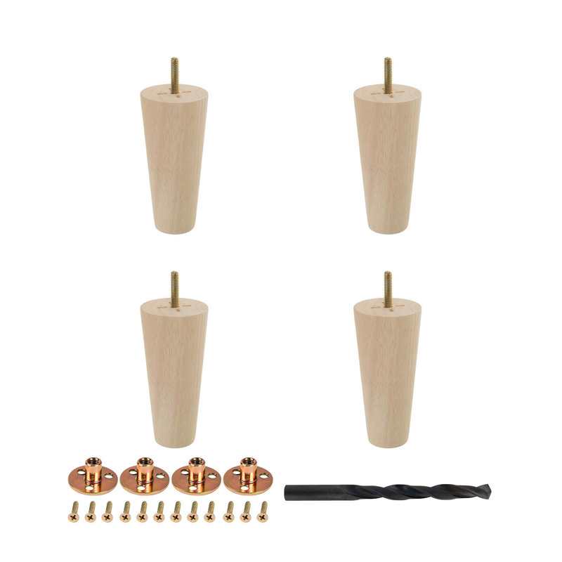 Base de pattes de meuble non finies, paquet de 4, H 5 po x l 2,3125 po x P 2,3125 po