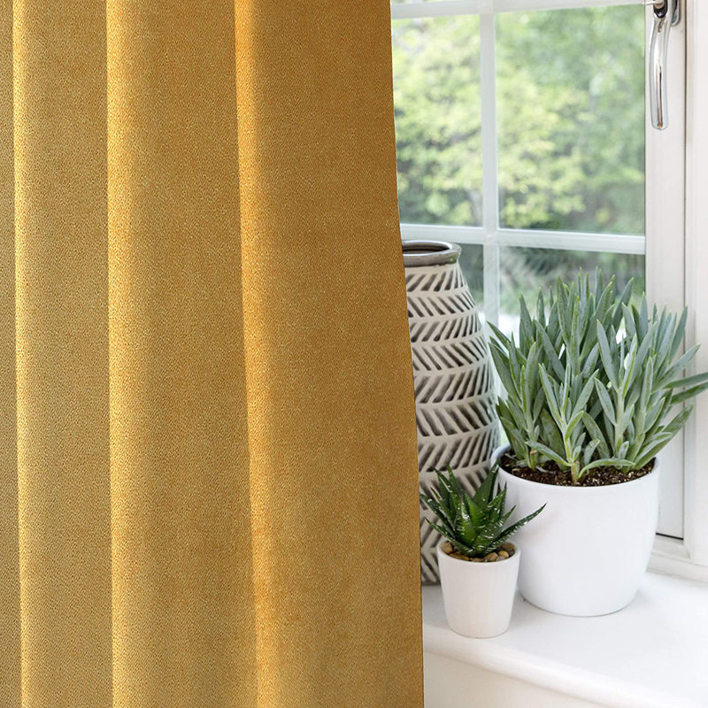 Delavega Blackout Curtains / Drapes Pair, Width 228 x Drop 137cm, Yellow