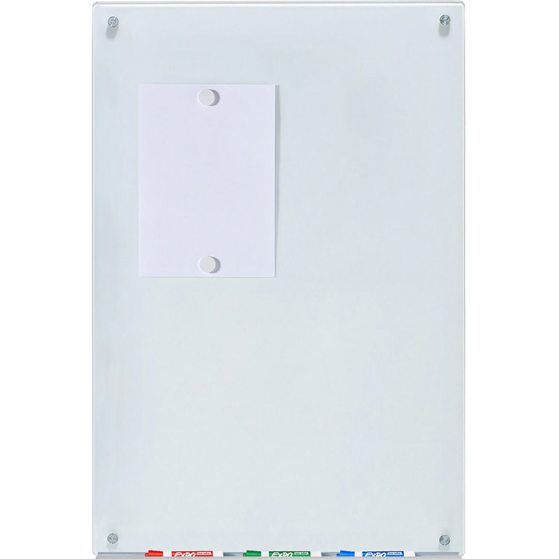Freestanding White Tempered Glass Magnetic Board 36" x 24"