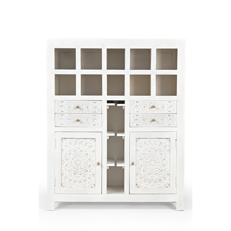 Armoire-bar en bois sculpté à la main avec tiroirs et tablettes JABOT
