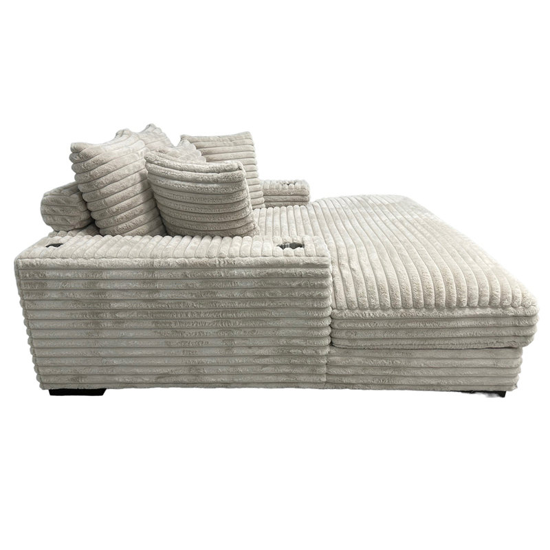 Très grand canapé-lit Cuddler avec porte-gobelet et USB, fauteuil d'appoint de salon, Taupe