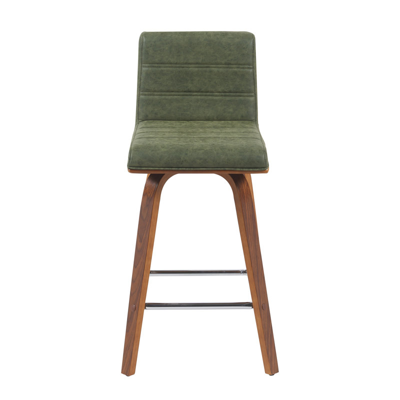 Tabouret de bar et de comptoir Biance, Tabouret de comptoir (siège d'une hauteur de 26 p, Vert, Brun