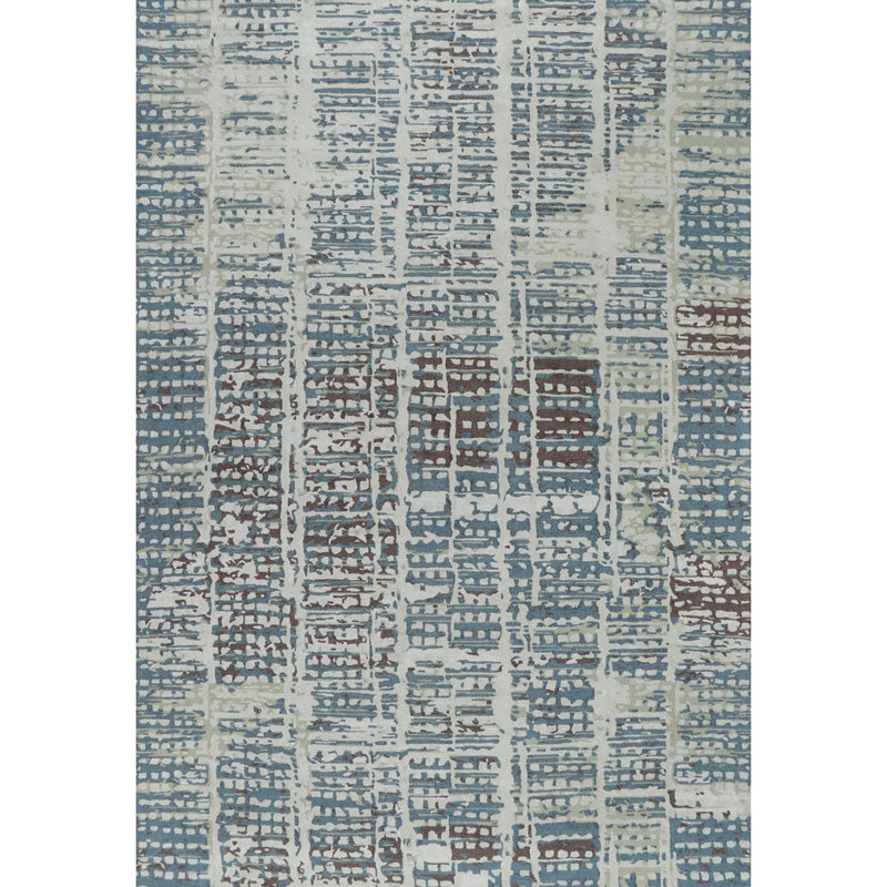 Minturn Hand-Tufted High Low Textured Indoor Rug Geometric Balsam Green, Rectangle 9' x 13'