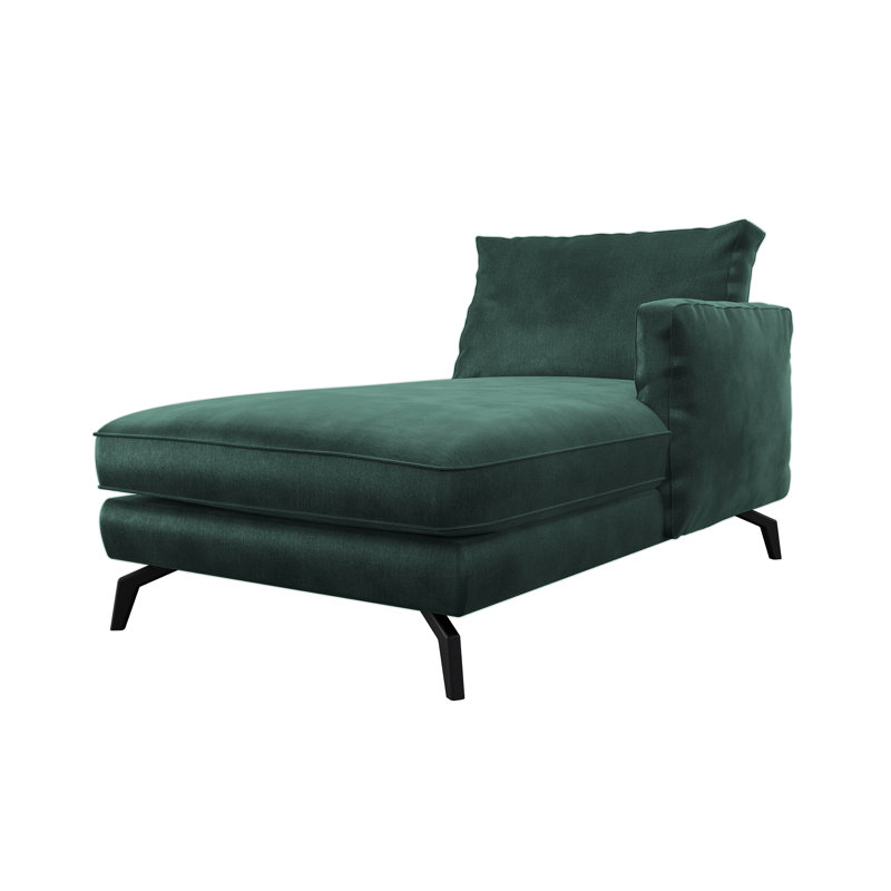 Unic Velvet Chaise Lounge, Right-Arm Chaise, Forest Green