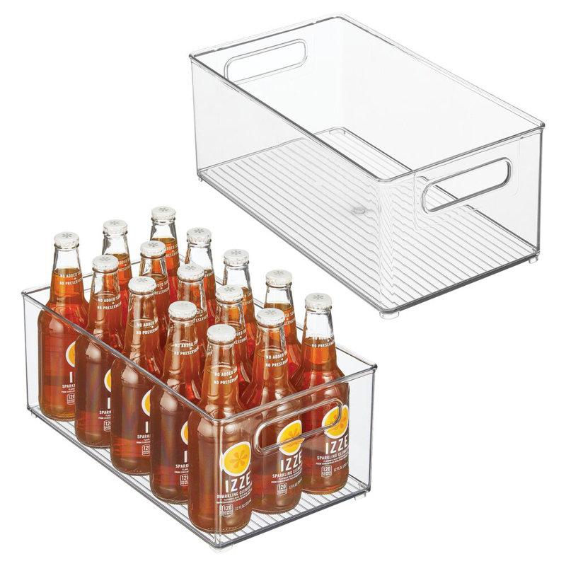 Bac de réfrigérateur empilable avec poignées - Bac de rangement de cuisine pour armoires, garde-manger ou réfrigérateur