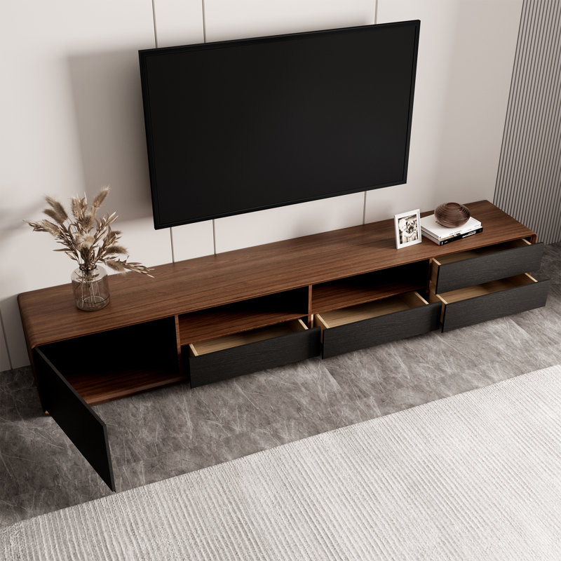 Meuble télé Morford, 94.48", Noir, noir, noir, noir