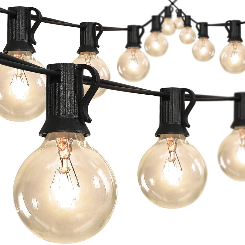 25 - Bulb 300 in. Plug-in LED Globe String Lights, Black