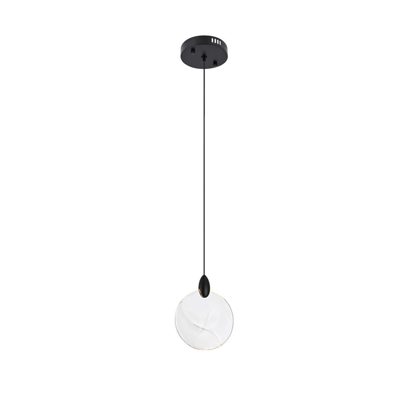 Luminaire suspendu en cristal 6 pouces Avery, Noir