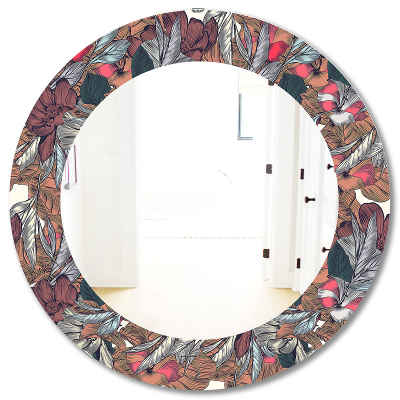 Mirror, 31.5" H x 31.5" W, Floral 1