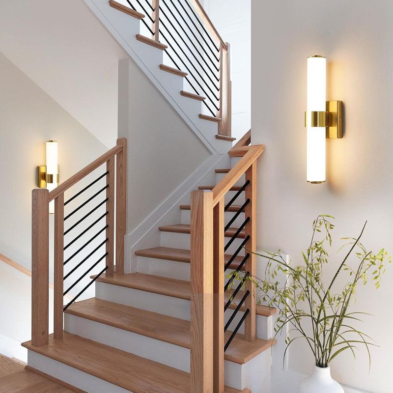 Modern LED Bathroom Vanity Light With Dimmable Acrylic Shade, Energy-Efficient Sconce For Indoor Spaces, Brushed Gold