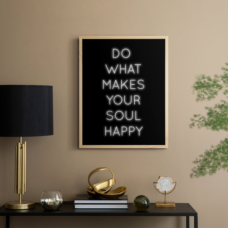 «Soul Happy», reproduction encadrée - bois massif, Naturel, H 15 po x l 12 po