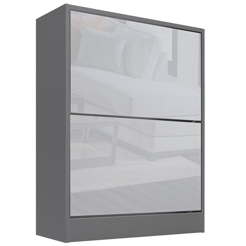 12 Pair Flip Down Shoe Storage, Dark Grey