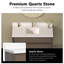 Meuble-lavabo mural de 122 cm (48 po) avec comptoir et dosseret en quartz blanc