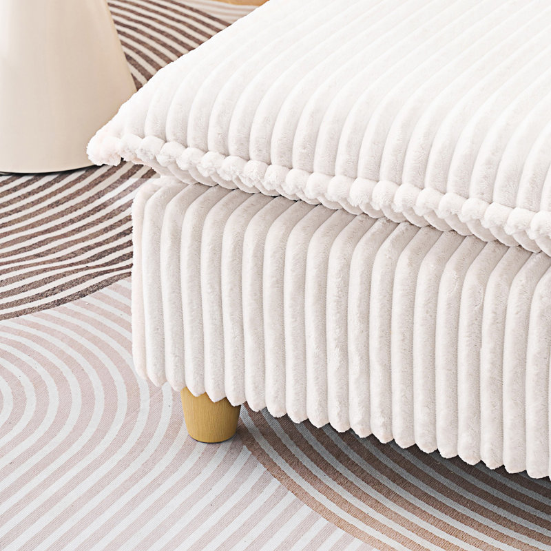 Canapé à une place avec repose-pieds et coussins décoratifs, Beige
