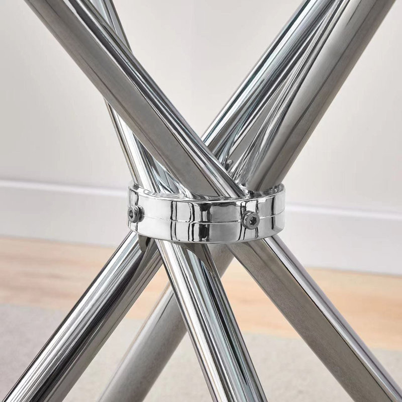 Bohdana Round Glass Top Metal Base Dining Table