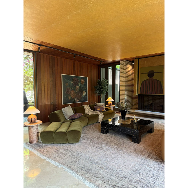 Canapé modulaire en velours satiné Ernest