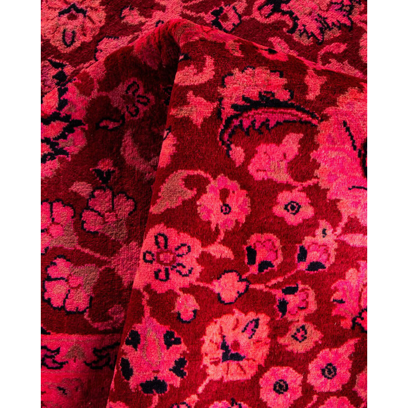 Tapis rose noué à la main de conception unique Holsworth - rose