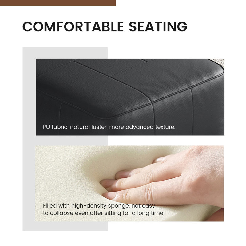 45.7cm Wide Faux Leather Pouffe Ottoman