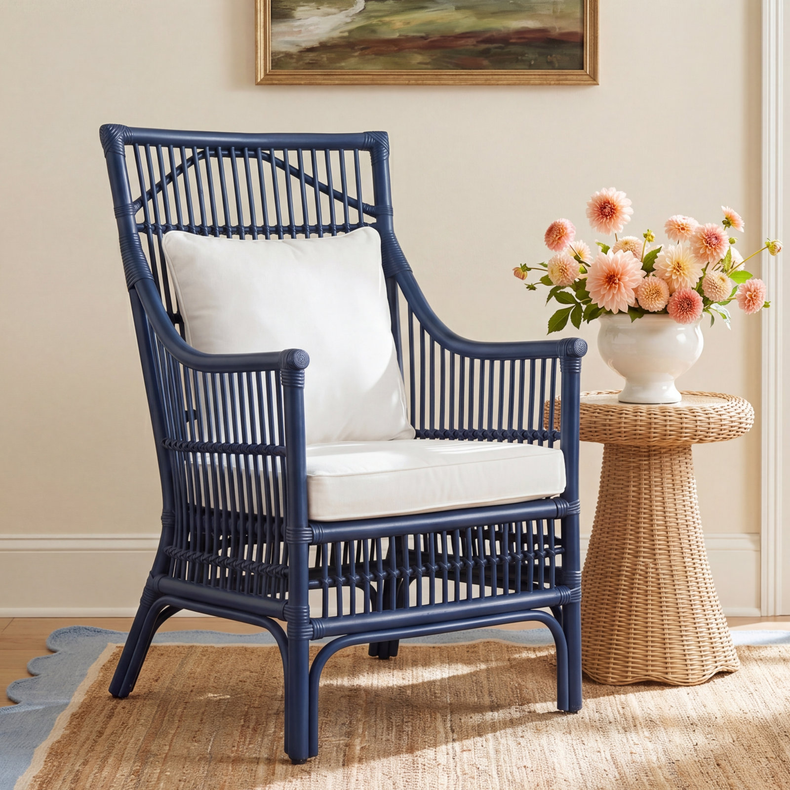 Jamestown Rattan Armchair, Gray
