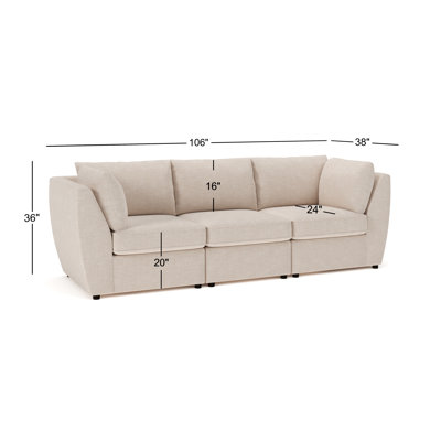 Canapé modulaire rembourré 3 pièces Halston