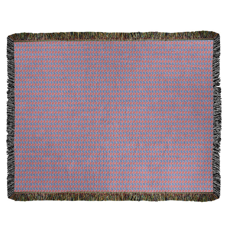 Hand Woven Throw Blanket, 52" W x 37" L, Red/Dark Blue