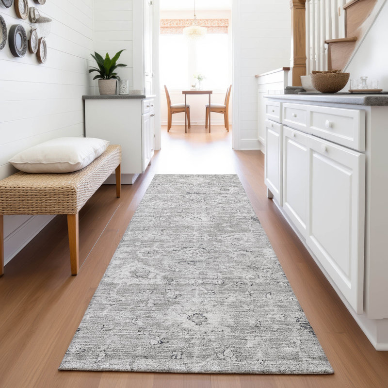 Premium Machine Washable Wayne AMF1089 Damask Rug, Runner 2'3" x 7'6"