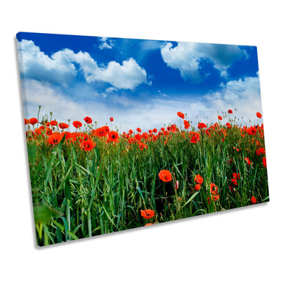 Poppy Meadow Floral Flowers - Wrapped Canvas Print